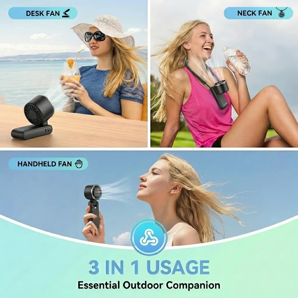 Windyway Portable Handheld Turbine Fan - 5-Speed 3-In-1 Rechargeable Fan with 4000Mah Battery, up to 10-Hour Runtime, Air Turbine Tech for Outdoor Activities, Summer Essential