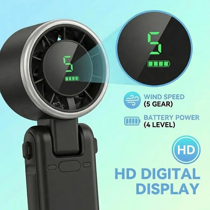 Windyway Portable Handheld Turbine Fan - 5-Speed 3-In-1 Rechargeable Fan with 4000Mah Battery, up to 10-Hour Runtime, Air Turbine Tech for Outdoor Activities, Summer Essential