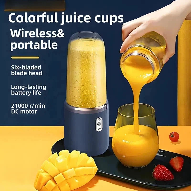 Portable Blender Bottle Electric 6 Blades Multifunction Juice Blender Fresh Juice Smoothie Blender Ice Crushcup Food Processor