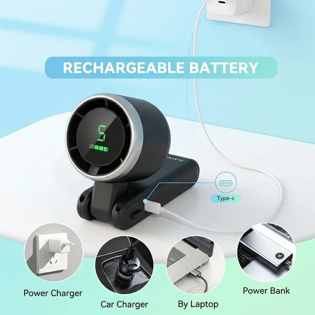 Windyway Portable Handheld Turbine Fan - 5-Speed 3-In-1 Rechargeable Fan with 4000Mah Battery, up to 10-Hour Runtime, Air Turbine Tech for Outdoor Activities, Summer Essential